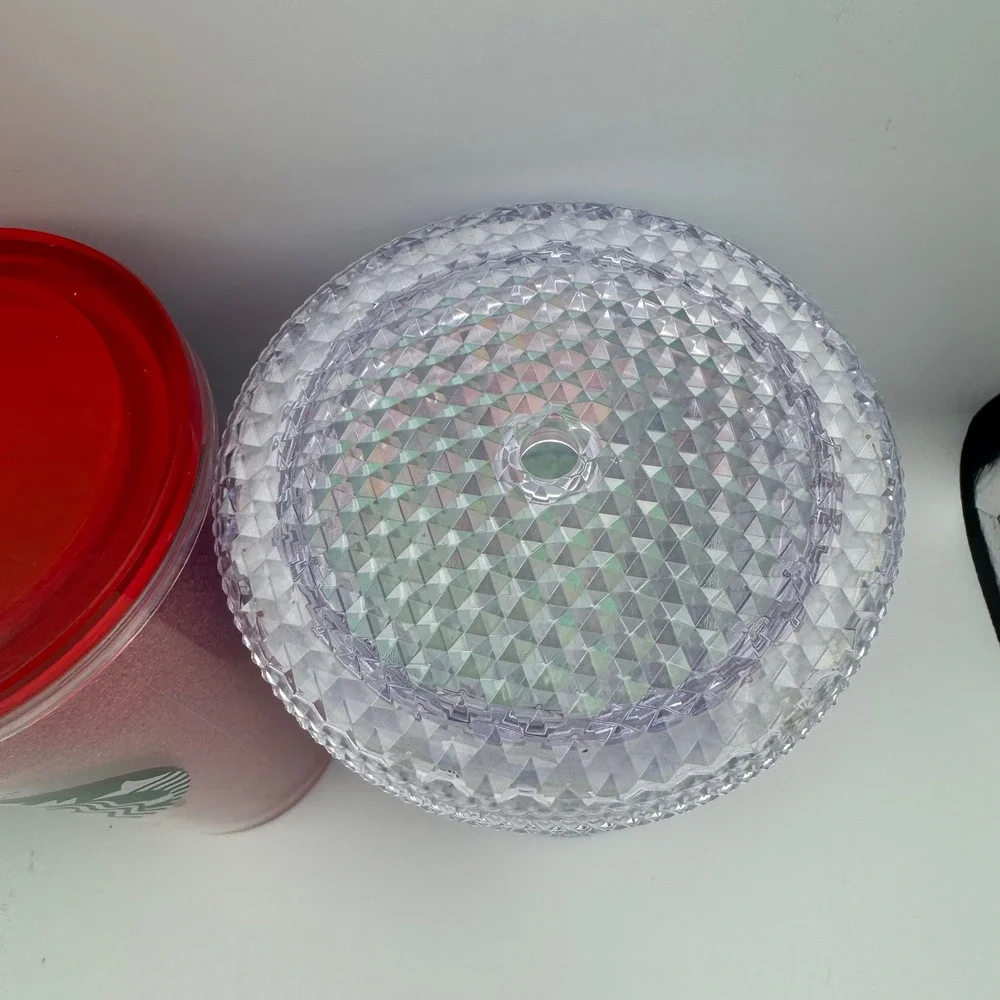 Starbucks Cold Cup Tumbler Lot 4 Green Jewel‎ Red Glitter Studded Silver  16oz